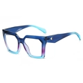 Chic square oversized sunglasses with blue to purple gradient frames and gold accents - Blue Frame