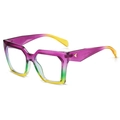 Fashion oversized square sunglasses in gradient purple, green, and yellow translucent frames - Purple Yellow Frame