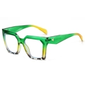 Fashionable oversized square sunglasses with green-yellow gradient and tortoiseshell frame - Green Leopard Frame