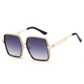 Classic oversized square sunglasses with metal frames and gradient purple lenses - Tofu Pudding Pattern Frame Gradient Grey Lens