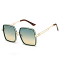 Vintage oversized square sunglasses with gold metal frame and gradient color lenses - Green Frame Green Tea Lens