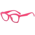 Occhiali cat-eye classici rosa acceso con lenti trasparenti e finitura lucida - Rosa Rosso