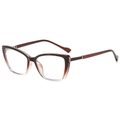 Gafas de ojo de gato retro extragrandes con montura degradada marrón y bisagras de metal - Montura de Té