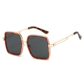 Classic oversized square sunglasses with gold metal frame and tortoiseshell finish - Tortoise Frame Black Grey Lens