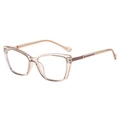 Gafas retro oversize cat-eye champagne con lentes transparentes anti-luz azul - Montura Champaña