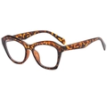 Montatura cat-eye tartarugata classica con lenti anti luce blu vista da un'angolazione di 45 gradi - Tortoise