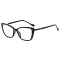 Gafas retro ojo de gato montura negra con detalles metálicos dorados y lentes claras - Marco Negro