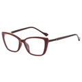 Gafas retro cat-eye de gran tamaño en rojo oscuro para mujer con lentes transparentes - Marco rojo vino