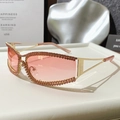 Y2K vintage cat-eye zonnebril met roze strassteentjes en gouden metalen pootjes - Gouden Frame Dubbele Roze Glazen