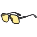 Vintage oversized square sunglasses with black frames and yellow transparent lenses - Black Frame Yellow Lens