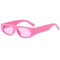 Fashionable thick frame Barbie pink square sunglasses in a Y2K retro style for women - Pink Frame / Pink Lens