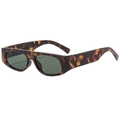 Retro square tortoiseshell sunglasses with dark green lenses and a classic wide frame design - Tortoise Frame Green Lens