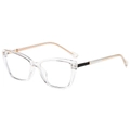 Oversized transparent square glasses with rose gold and black metal temple detail - Transparent Frame