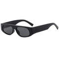 Retro square chunky sunglasses in glossy black with dark gray lenses for street style - Black Frame Black Grey Lens