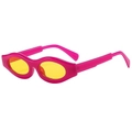 Occhiali da sole alla moda con montatura ovale spessa rosa e lenti gialle per stile Y2K - Montatura Rosa Lenti Gialle