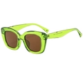 Fashionable green transparent cat eye sunglasses with brown lenses for modern street style - Green Frame Tea Lens