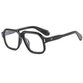 Vintage Retro-Sonnenbrille mit großem schwarzem Quadratrahmen und glänzender Oberfläche - Schwarzer Rahmen Klare Linse