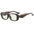Retro tortoise square frame sunglasses with light yellow lenses and metal rivet accents - Tortoise Frame Green Lens