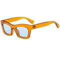 Classic retro cat-eye sunglasses with transparent amber frame and light blue lenses - Orange Frame Blue Lens