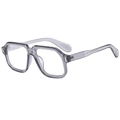 Retro Oversize-Sonnenbrille mit transparentem grauen Rahmen und Metallnietendetails - Transparent Grauer Rahmen Klare Linse