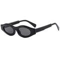 Fashionable oval sunglasses with thick black wave-shaped frames and dark lenses for outdoor - Black Frame Black Grey Lens
