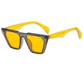Retro oversized polygon sunglasses with yellow lenses and transparent grey frame - Gray Frame Yellow Lens