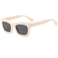 Occhiali da sole retrò cat-eye con montatura spessa bianco crema e lenti anti-UV - Montatura Beige Lente Grigio Nero