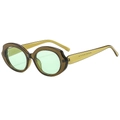Modern oval olive green sunglasses with tinted lenses for stylish outdoor sun protection - Green Frame / Green Lens