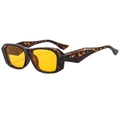 Retro rectangle sunglasses with dark tortoise frames and bright yellow lenses - Demi Frame Orange Lens