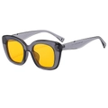 Chic retro thick frame cat eye sunglasses in transparent grey with yellow lenses - Gray Frame Yellow Lens