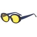 Moderne ovale zonnebril met zwart montuur en gele glazen voor een retro-chique uitstraling - Blauw Frame Gele Glazen
