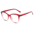 Classic retro anti-blue light glasses with a red gradient cat-eye frame in 45-degree view - Red Frame