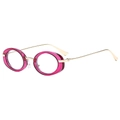 Occhiali ovali moderni con montatura rosa trasparente e aste sottili in metallo oro - Montatura Viola