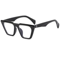 Chic oversized black frame polygonal glasses with transparent lenses and silver rivets - Black Frame Clear Lens