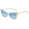 Fashionable butterfly frame sunglasses with mint green frame and blue gradient lenses - Blue Frame Gradient Blue Lens