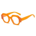 Fashionable orange geometric octagonal sunglasses with thick frames for women and men - Jelly Orange Frame