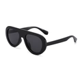 Lunettes de soleil oversize flat top avec monture noire brillante et verres gris foncé - Monture Noire Verres Noir Gris
