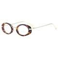 Modern oval tortoiseshell eyeglasses frame with sleek gold metal temples and blue light filter - Tortoise Frame