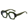 Stylish oversized geometric sunglasses in translucent olive green and black frame - Green Frame
