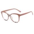 Classic cat-eye blue light blocking glasses with brown gradient frame and leopard pattern - Khaki Leopard Frame