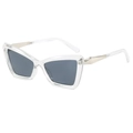 Fashionable butterfly cat eye sunglasses with clear frames and dark grey lenses for women - Transparent Frame Black Grey Lens