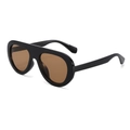 Lunettes de soleil aviateur rétro surdimensionnées à monture noire et verres teintés bruns - Monture Noire Verres Thé