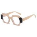 Chic geometric oversized sunglasses featuring a beige and black two-tone frame design - Jelly Beige Frame