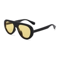 Lunettes aviateur rétro oversize avec monture noire épaisse et verres jaunes translucides - Monture Noire Verres Jaunes