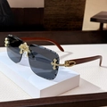 Frameless square sunglasses with grey gradient lenses and wood texture temples - Solid Grey
