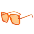 Neon orange oversized square hollow frame sunglasses with matching translucent lenses - Orange Frame / Orange Lens