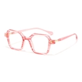 Classic retro square pink striped glasses frame with metal star details on a white background - Pink Stripe Frame