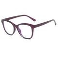 Classic retro anti-blue light eyeglasses with translucent purple frame for women - Purple Frame