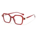 Classic retro square translucent red glasses frame with gold star hinge details - Red Frame