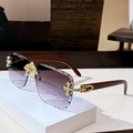 Frameless rimless sunglasses with gradient purple lenses and golden cross hardware - Gradient Grey